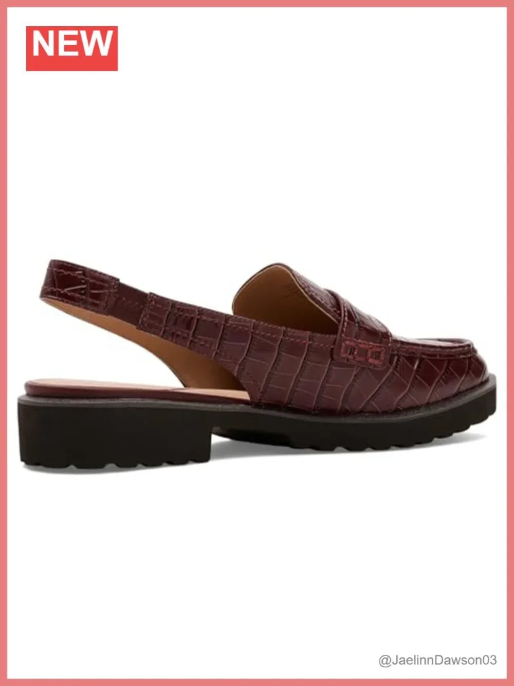 Women's Leather Penny Sling Loafers with Cushioned Footbed